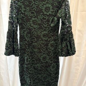 Jessica Howard Dark Green Lace Long Sleeve Dress